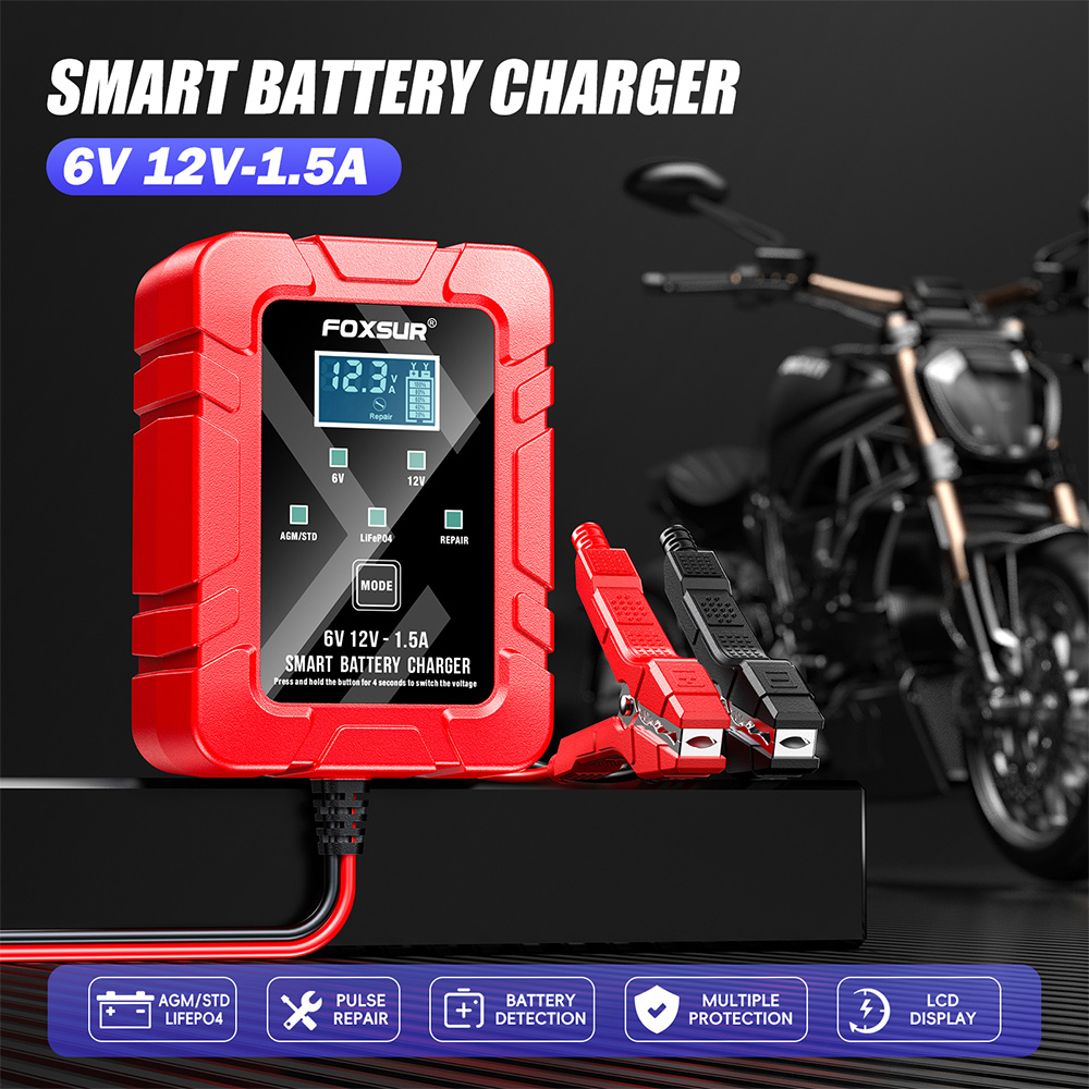 Lifepo4 Battery Charger Smart Automatic - Foxsur fbc061215d 6v 12v 1.5a motocicleta
