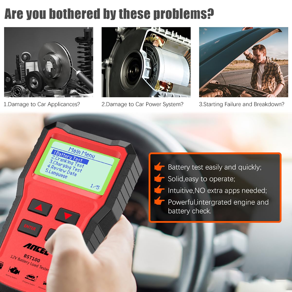 Car Battery Load Tester Digital Cranking - Testador Digital de Bateria Automotiva 12V