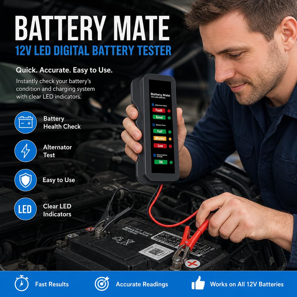 Alternator Tester Digital Diagnostic Tool - Testador Digital de Alternador 12V com