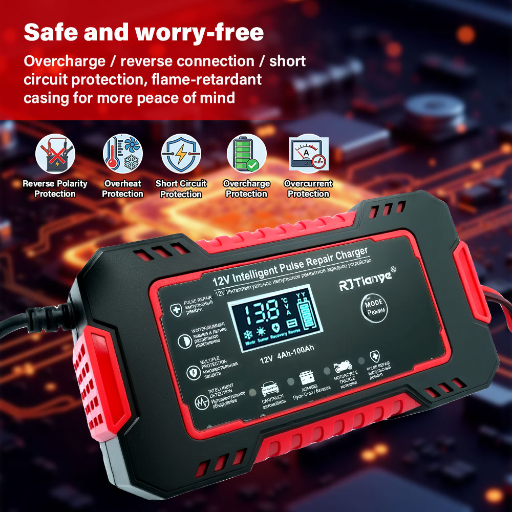 Smart Car Battery Charger 12V 24V 20A - Carregador de Bateria para Carro e