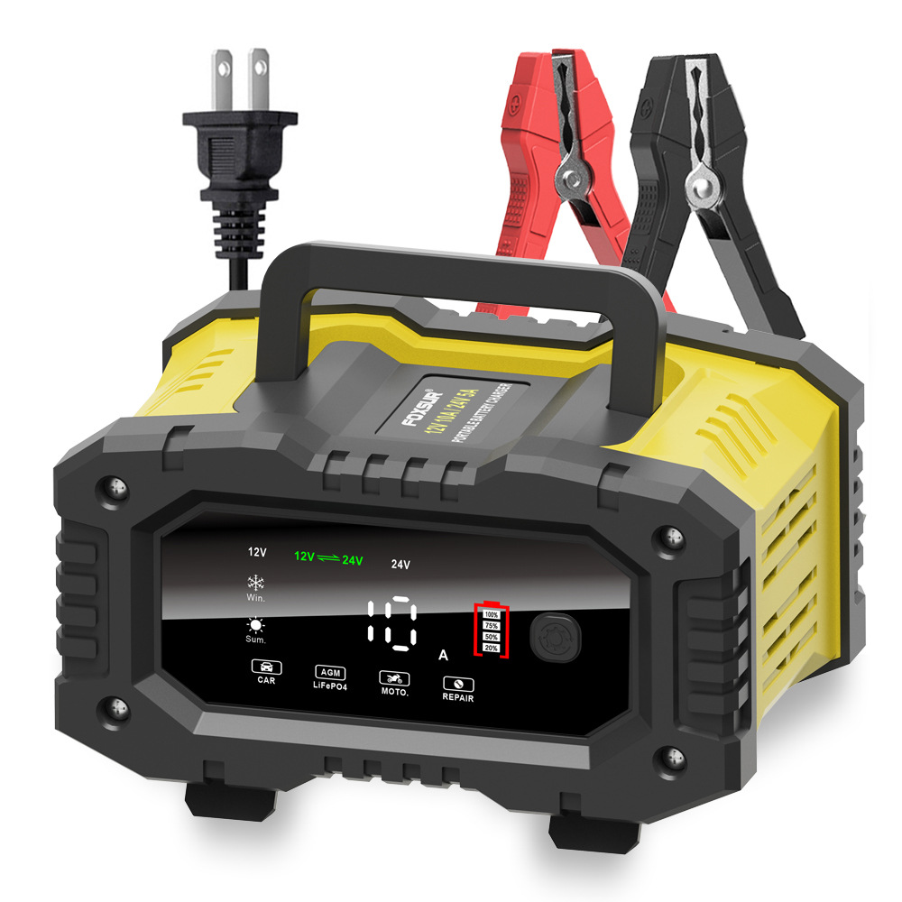 Smart Car Battery Charger 12V 24V 20A - FOXSUR-Carro Motocicleta Carregador de Bateria, 20A,