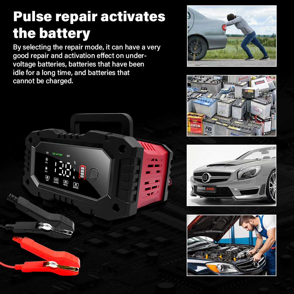 Smart Car Battery Charger 12V 24V 20A - Carregador de Bateria para Carro e