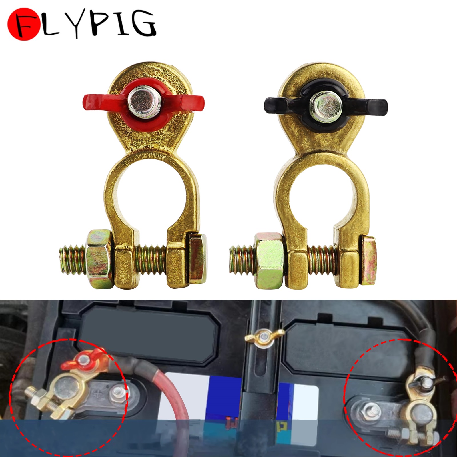 Battery Terminal Clamps Quick Release Brass - Braçadeiras terminais de bateria de carro,