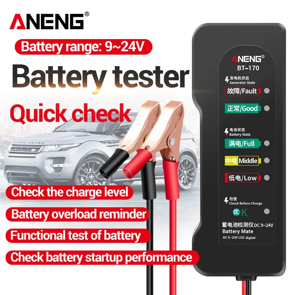 Alternator Tester Digital Diagnostic Tool - ANENG BT-170 Testador de Bateria 12V