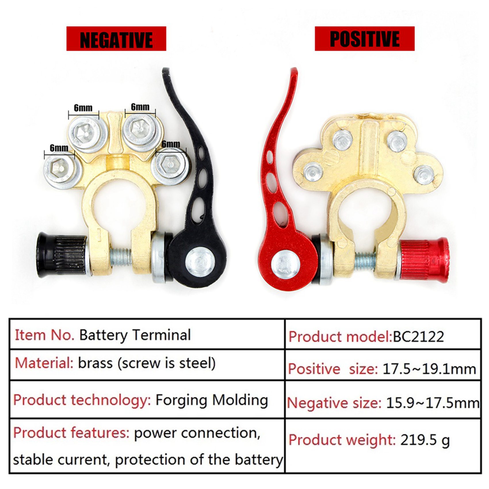 Terminais de Bateria de Libera - Battery Terminal Clamps Quick Release Brass avaliação e preço