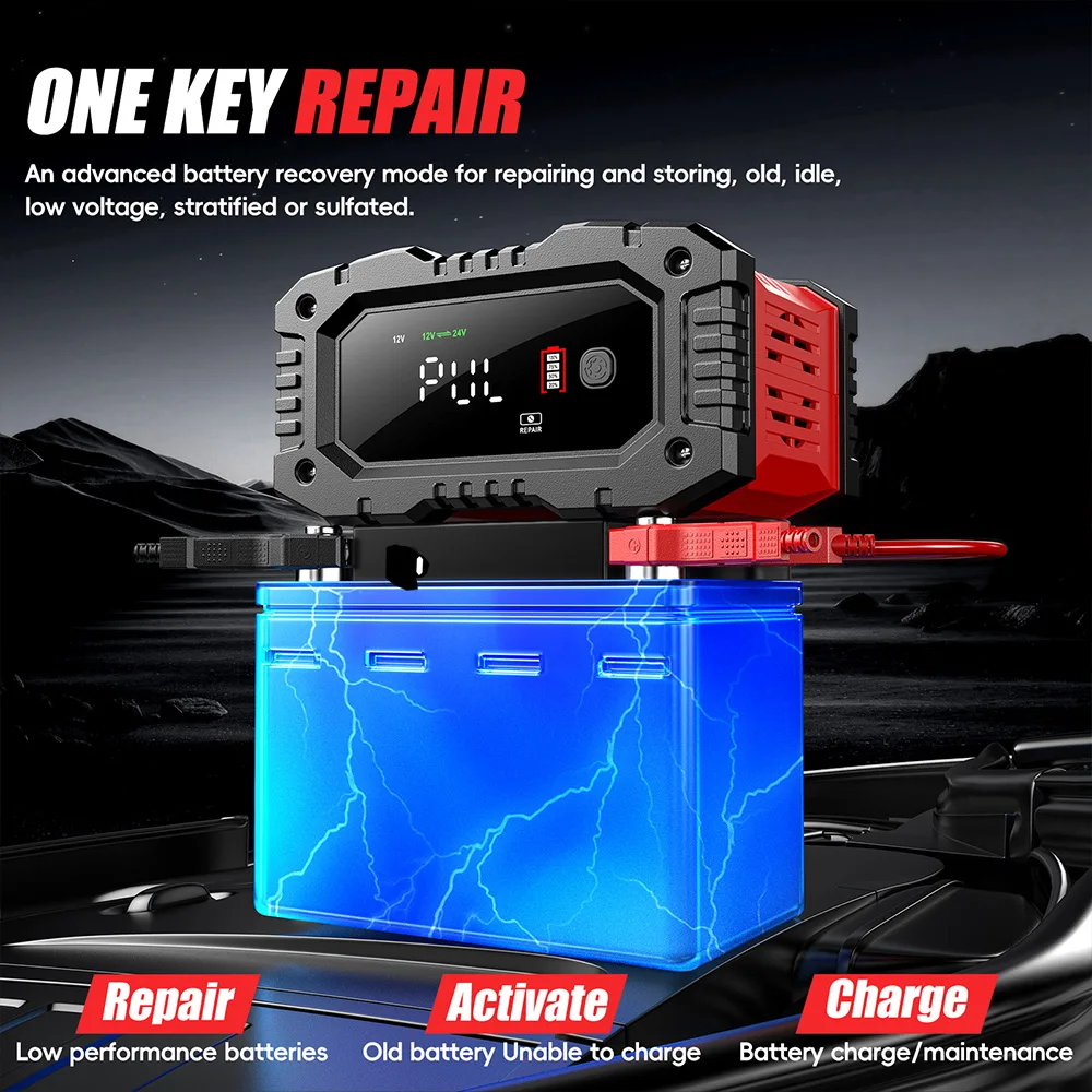 Novo Carregador de Bateria Int - Smart Car Battery Charger 12V 24V 20A avaliação e preço