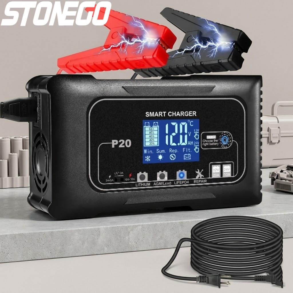 Carregador e Mantenedor de Bat - Smart Car Battery Charger 12V 24V 20A avaliação e preço