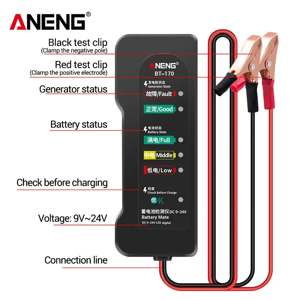 ANENG BT-170 Testador de Bater - Alternator Tester Digital Diagnostic Tool avaliação e preço